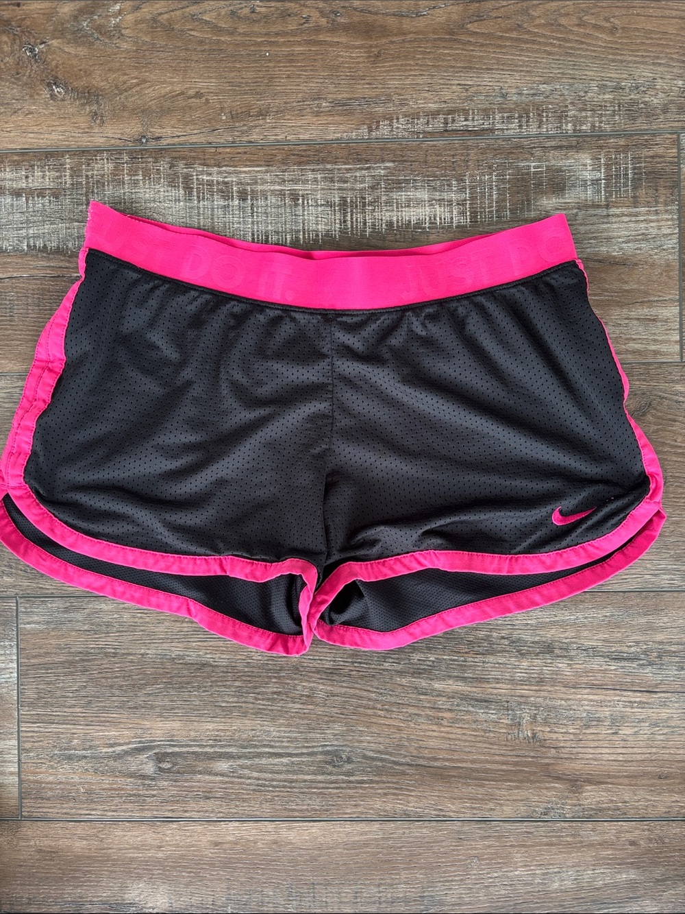 Nike Black Athletic Shorts with Hot Pink Trim